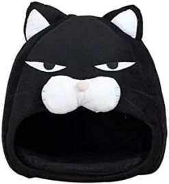 YangYan Cartoon Cat Bed Lovely Pet House For Puppy Cat Warm Soft Cat Cave Tent Waterproof Bottom Sleep Bag Cat Supplies (Color : Black, Size : 38cm38cm38cm) -Greenies Pet Store 310PcgXSmYL. AC 1