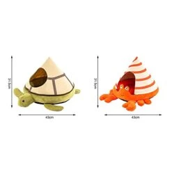JENPECH Lovely Turtle/Hermit Crab Shape Cat Bed - Semi-Closed Detachable Comfortable Cat Nest For Pet - Soft Warm Pet Nest Dog Cat Bed Flannel Cat House B 16.93" X 12.4" -Greenies Pet Store 313LzPRZ4oL