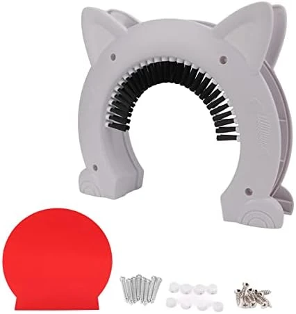 Cyrank Interior Cat Door, Pet Doors For Cats Cat Door Hides Litter Tray With Stainless Steel Grooming Brush For Cats - 22.5x26.5x5.5cm(White) 9 Cyrank Interior Cat Door, Pet Doors For Cats Cat Door Hides Litter Tray With Stainless Steel Grooming Brush For Cats - 22.5x26.5x5.5cm(White) - Image 8