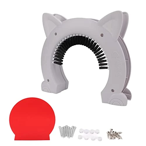 Cyrank Interior Cat Door, Pet Doors For Cats Cat Door Hides Litter Tray With Stainless Steel Grooming Brush For Cats - 22.5x26.5x5.5cm(White) 2 Cyrank Interior Cat Door, Pet Doors For Cats Cat Door Hides Litter Tray With Stainless Steel Grooming Brush For Cats - 22.5x26.5x5.5cm(White)