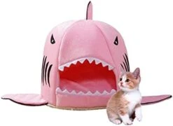 JENPECH Cat House - Self-Warming 2 In 1 Foldable Comfortable Shark Shape Cave Design Pet Cat Bed Tent House Teddy House For Cats Small Dogs Grey S -Greenies Pet Store 31NTpjGFlgL. AC 1