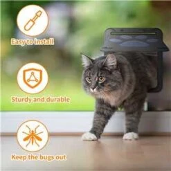 Dog Door For Sliding Door, Screen Porch Doggie Door Cat Door Automatic Closing,Magnetic Self-Closing Screen Door With Locking Function, Sturdy Screen Door For Small Dogs Cats -Greenies Pet Store 31TTA0l1h0L