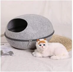 YangYan Pet Cat Bed Cave Sleeping House Nest Kennel Felt Cloth Zipper Pet Cat Basket Egg Shape Pet Bed Mat Cushion For Cats Small Dogs (Color : H, Size : 47x28x25cm) -Greenies Pet Store 41 eaWts6eL. AC