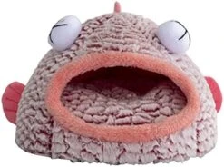 JENPECH Cat Bed House - Unique Big Eyes Fish Shape Kennel - Comfory Cat Beds Mats Soft Plush Kennel Puppy Cushion Small Dogs Cats Nest Washable Cave Cats Beds Pink Small -Greenies Pet Store 4105xwUKHHL. AC