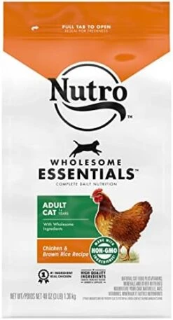 NUTRO WHOLESOME ESSENTIALS Natural Dry Cat Food, Adult Cat Chicken & Brown Rice Recipe Cat Kibble, 5 Lb. Bag -Greenies Pet Store 411oO3EpZIL. AC