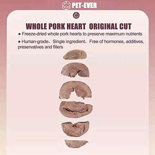 PET-EVER Freeze Dried Cat And Dog Treats Single Ingredient Human Grade Freeze Dried Raw Pork Heart-Rich Taurine Vb Cu,Maintain The Heart,Hair&Skin Care+Cat Food Tasting Pack 6 PET-EVER Freeze Dried Cat And Dog Treats Single Ingredient Human Grade Freeze Dried Raw Pork Heart-Rich Taurine Vb Cu,Maintain The Heart,Hair&Skin Care+Cat Food Tasting Pack - Image 4