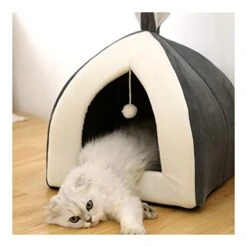 YangYan Hot Sell Pet Cat Bed Indoor Cats House Warm Small For Kitten Mats Dog Nest Collapsible Cave Cute Sleeping Winter Pet Products (Color : Gray, Size : S 28x28x29) -Greenies Pet Store 413YGau3NiL