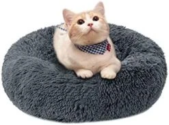 YangYan Soft Long Plush Cat Bed Round Plush Cat Bed House Round Pet Dog Bed For Small Dogs Cats Nest Winter Warm Sleeping Bed Puppy Mat (Color : A, Size : 40cm) -Greenies Pet Store 413fYRfiD3L. AC
