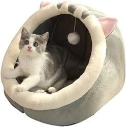 JENPECH Cat Bed Cave For Indoor Cats - Soft Cute Small Cat Bed Warm Pet Basket Kitten Lounger Cushion For Home - Small Pet Bed That Serves As A Cat Cave, Cat Condo -Greenies Pet Store 414Qi Eh zS. AC