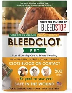BleedClot Pet FirstAid Blood Clotting Powder | Stop Bleeding On All Animals Guaranteed | Minor Cuts To Arterial Bleeding | From Makers Of BleedStop | Veterinarian + Household Use (1 Pouch, 5 Oz) -Greenies Pet Store 414UOD4xlwL. AC