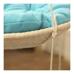 YangYan Cat Double Layer Hammock Sisal Round Bed Natural Straw And Cotton Cloth Safety Cat Hanging Beds Pet Comfortable Mats Cushions (Color : Blue Single Layer) -Greenies Pet Store 414iZA4ru2L