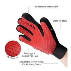 YangYan Cat Grooming Gloves Dog Hair Remover Gentle Deshedding Brush Comb Tool Pet Massage Mitt With Enhanced Long/Short Fur (Color : Red Pair, Size : One Size) -Greenies Pet Store 415Lajey0eL