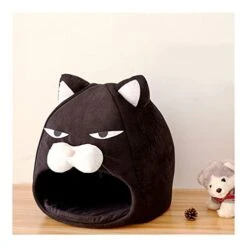 YangYan Cartoon Cat Bed Lovely Pet House For Puppy Cat Warm Soft Cat Cave Tent Waterproof Bottom Sleep Bag Cat Supplies (Color : Black, Size : 38cm38cm38cm) -Greenies Pet Store 416XWH7qSKL