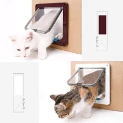 GENERIC Door Small Cat Gate Door Dog Door 4 Way Lockable Cat Kitten Door Security Flap Door Abs Plastic 1Pcs 25X23.5X5.3Cm -Greenies Pet Store 418vqyiy4gL
