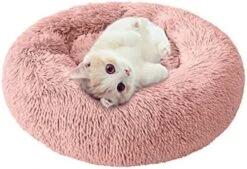 YangYan Soft Long Plush Cat Bed Round Plush Cat Bed House Round Pet Dog Bed For Small Dogs Cats Nest Winter Warm Sleeping Bed Puppy Mat (Color : A, Size : 40cm) -Greenies Pet Store 4195gKCFbUL. AC