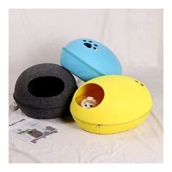 YangYan Pet Cat Bed Cave Sleeping House Nest Kennel Felt Cloth Zipper Pet Cat Basket Egg Shape Pet Bed Mat Cushion For Cats Small Dogs (Color : H, Size : 47x28x25cm) -Greenies Pet Store 419QK3VXu4L