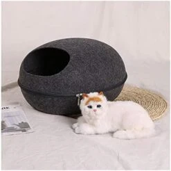 YangYan Pet Cat Bed Cave Sleeping House Nest Kennel Felt Cloth Zipper Pet Cat Basket Egg Shape Pet Bed Mat Cushion For Cats Small Dogs (Color : H, Size : 47x28x25cm) -Greenies Pet Store 41AJm 9zRL. AC