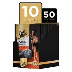 Sheba Treats Meaty Tender Sticks Soft Cat Treats Chicken Flavor, 0.14 Oz, 5 Count (Pack Of 10) -Greenies Pet Store 41CGLaNWiIL