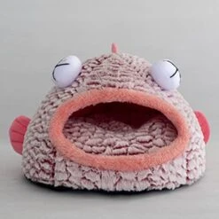 JENPECH Cat Bed House - Unique Big Eyes Fish Shape Kennel - Comfory Cat Beds Mats Soft Plush Kennel Puppy Cushion Small Dogs Cats Nest Washable Cave Cats Beds Pink Small -Greenies Pet Store 41CZABiVZOL
