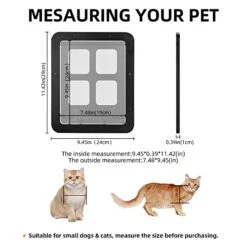 Cat Screen Door, Bautizadod Inside Opening 9.45 * 7.48 Inches Pet Door For Screen Door, Pet Door Magnetic Baffle, Automatic Adjustable Lockable Black Door For Puppy Dog And Cat Door, Easy To Install. -Greenies Pet Store 41D3svfwPBL