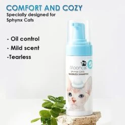Mooncat Waterless Cat Shampoo, Licking Safe Dry Shampoo For Sphynx Cats, No Rinse Foam Cat Bath, Grooming For Cat, Kitten Sensitive Skin, Paraben Free, Oil Control, PH Balanced (5 Oz) Shampoo ONLY -Greenies Pet Store 41DBObGslaL