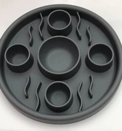 Slow-Feeder Mat For Cats Or Dogs (10" Dia X 1.26" H).Gray Color