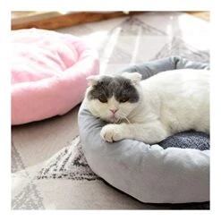 YangYan Pet Supplies Sweet Plush Cat Bed House Cat Mat Basket Warm Round Cushion Egg Tart Bed Soothing Dog Cushions Relax The Fence (Color : Gray, Size : Blanket)