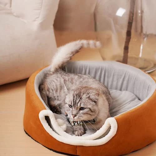 New Winter Deep Sleep Comfort Cat Bed Cats Tent Cozy Cave Capsule Small Dogs Cats House Indoor (Medium,Khaki) 4 New Winter Deep Sleep Comfort Cat Bed Cats Tent Cozy Cave Capsule Small Dogs Cats House Indoor (Medium,Khaki) - Image 2