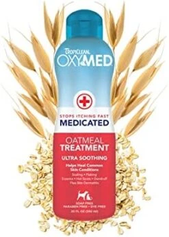 TropiClean Oxymed Medicated Cat & Dog Shampoo For Itchy Skin, Skin Soothing Oatmeal Shampoo For Dogs & Cats 20 Ounce -Greenies Pet Store 41FaT8TwffL. AC