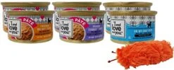 I AND LOVE AND YOU Grain Free Cat Food 3 Flavor 6 Can Bundle With Toy, (2) Each: Oh My Cod, Purrky Turkey, Chicken Me Out (3 Ounces)
