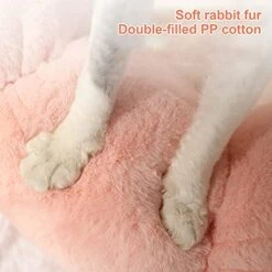 JENPECH Round Flower Shape Plush Cats Bed House Cats Mat Winter Warm Sleeping Cats Nests Soft Dog Basket Pet Cushion Portable Pet Supplies Grey L -Greenies Pet Store 41HZQFgESNL