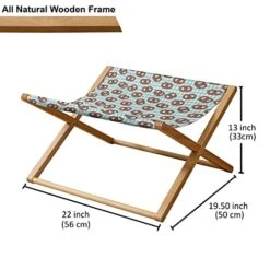 Lunarable Oktoberfest Pet Hammock, Salty Pretzels On Diamond Pattern Deutschland Country Snacks Food, Bed For Kittens Canopy With Durable Wooden Frame, 22" X 19 1/2" X 13", Sky Blue Ivory Redwood