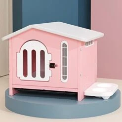 Outdoor Cat House Weatherproof, Outdoor Cat House, Cat Houses For Indoor Cats, Cat House With Door And Food Bowl ( Color : Pink ) -Greenies Pet Store 41JUc8AXt4L. AC