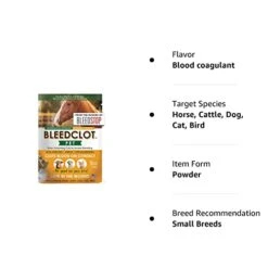 BleedClot Pet FirstAid Blood Clotting Powder | Stop Bleeding On All Animals Guaranteed | Minor Cuts To Arterial Bleeding | From Makers Of BleedStop | Veterinarian + Household Use (1 Pouch, 5 Oz) -Greenies Pet Store 41KJZKvyOBL