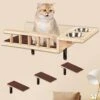Loninak Cat Wall Shelves, Cat Feeding Shelf With Steps - Include Cat Food Shelf, 2 Cat Food Bowl And Cat Ladder, Wall Mounted Cat Shelf, Cat Furniture Wall For Playtime And Relaxation -Greenies Pet Store 41KXDkFhX0L