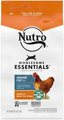 NUTRO WHOLESOME ESSENTIALS Natural Dry Cat Food, Adult Cat Chicken & Brown Rice Recipe Cat Kibble, 5 Lb. Bag -Greenies Pet Store 41KsQackR9L. AC