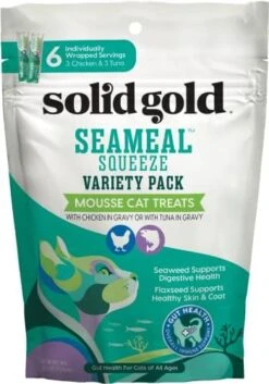 Solid Gold Lickable Cat Treats - Chicken SeaMeal Squeeze Squeezable Cat Treats For Indoor Cats 30 Pack - Made With Fiber-Rich Seaweed For Digestive Health For Immune Support - 3 Oz / 30 Count -Greenies Pet Store 41Nr6pwYL3L. AC