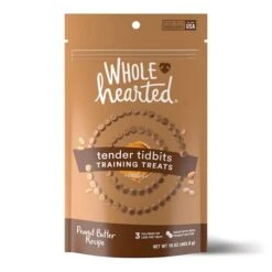 WholeHearted Grain-Free Tender Tidbits Peanut Butter Recipe Dog Training Treats, 16 Oz.