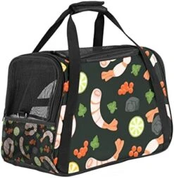Pet Carrier Pattern With Prawns And Seafood Soft-Sided Pet Travel Carriers For Cats,Dogs Puppy Comfort Portable Foldable Pet Bag Airline Approved -Greenies Pet Store 41REzhTSYyL. AC