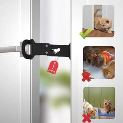 Adjustable Cat Door Holder Latch - 2PCS Black Pet Door Latch Made Of Durable Metal - Cat Door Alternative To Keep Dogs And Kids Out Of Rooms, Litter Boxes And Food, No Measuring, Easy To Install -Greenies Pet Store 41Rmi12n2L. AC