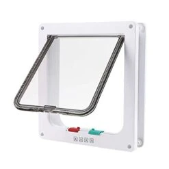 GENERIC Door Small Cat Gate Door Dog Door 4 Way Lockable Cat Kitten Door Security Flap Door Abs Plastic 1Pcs 25X23.5X5.3Cm -Greenies Pet Store 41TGTCqtj0L