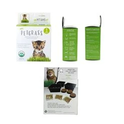 Handy Pantry Organic Cat Grass Kit - Includes 3 Trays, Soil Pucks, And 3 Packs Non GMO Wheatgrass Seed - A Healthy Treat For Cats, Dogs, Rabbits, More -Greenies Pet Store 41TbtECn84L