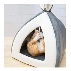 YangYan Hot Sell Pet Cat Bed Indoor Cats House Warm Small For Kitten Mats Dog Nest Collapsible Cave Cute Sleeping Winter Pet Products (Color : Gray, Size : S 28x28x29) -Greenies Pet Store 41UCFrLdcbL