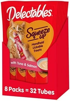 Hartz Delectables Squeeze Up Interactive Lickable Wet Cat Treats For Adult & Senior Cats, Tuna & Salmon, 4 Count(Pack Of 8) -Greenies Pet Store 41UCLIO2ImL. AC