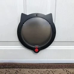 GENERIC CATDGET Cat Door, Exterior Cat Door, Security & Privacy, Pet Door, Exterior Or Interior Door, 4-Way Locking, Cat Design, No-Flap, Easy Install (Black) -Greenies Pet Store 41UUkUJyyWL