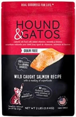 Hound & Gatos Dry Cat Food, Wild Caught Salmon Recipe, 2 Lb Bag -Greenies Pet Store 41VKmZeT47L. AC