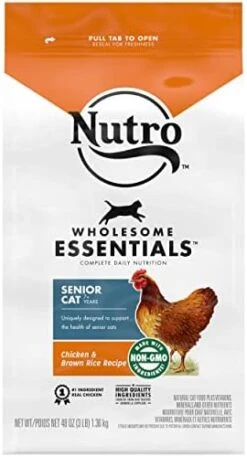 NUTRO WHOLESOME ESSENTIALS Natural Dry Cat Food, Adult Cat Chicken & Brown Rice Recipe Cat Kibble, 5 Lb. Bag -Greenies Pet Store 41VddDipqRL. AC