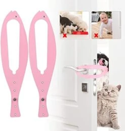 Cat Door Holder Latch,2 Packs Pink Cat Door Alternative Installs Fast Flex Latch Strap Let's Cats In & Keeps Dogs Out Of Litter Food Safe Baby Proof 5 Function Holes No Measuring No Pet Gate -Greenies Pet Store 41XVJ33nPL. AC