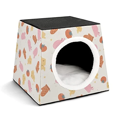 Indoor Cat House Cat Bed Cat Sofa Printed Cat Cube With Small Pillow For Kitty Small Dogs Food Chicken Glove 3 Indoor Cat House Cat Bed Cat Sofa Printed Cat Cube With Small Pillow For Kitty Small Dogs Food Chicken Glove