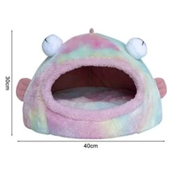 JENPECH Cat Bed House - Unique Big Eyes Fish Shape Kennel - Comfory Cat Beds Mats Soft Plush Kennel Puppy Cushion Small Dogs Cats Nest Washable Cave Cats Beds Pink Small -Greenies Pet Store 41YRcf6OGKL